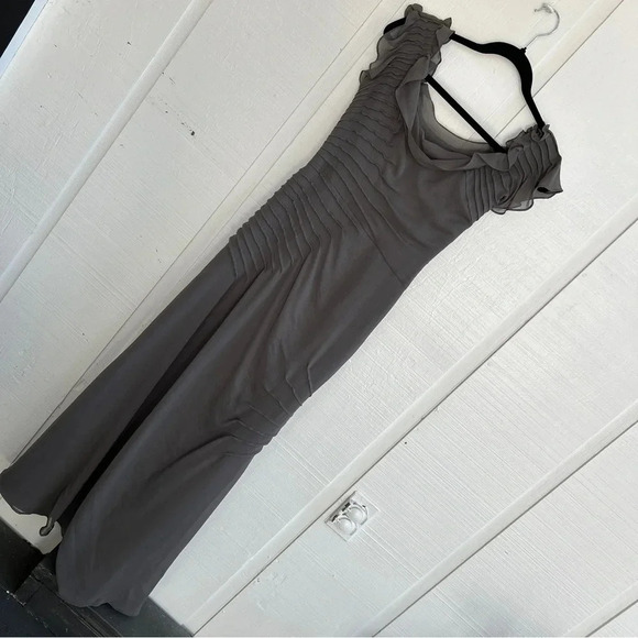 Vera Wang White Bridesmaid Gown Ruffle Scoop Neck Style VW360131 in Smoke Gray - Picture 2 of 8